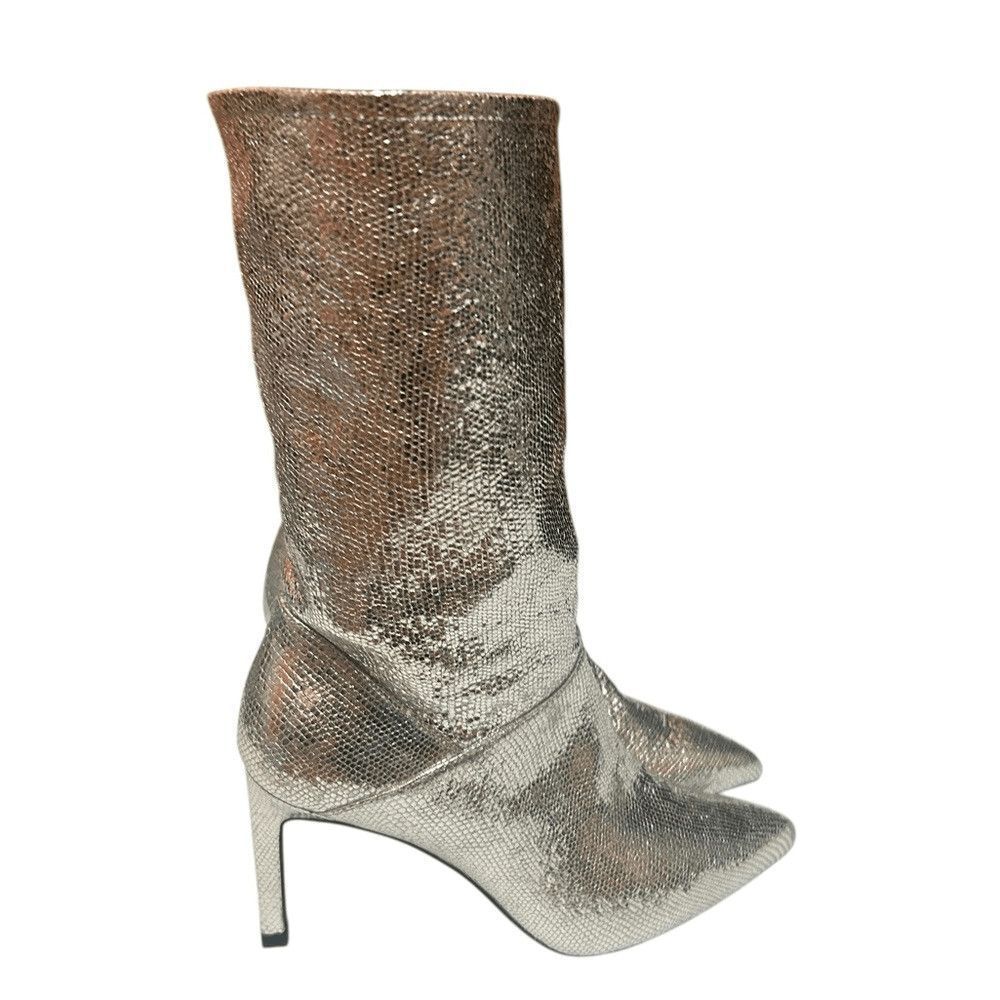 NEW! NWT ALL SAINTS Orlana Womens Metallic Pointed Toe Mid-Calf Boots size 6 - Picture 8 of 13